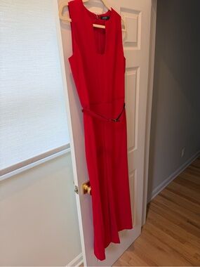 Ralph Lauren Red Sleeveless Jumpsuit with Belt